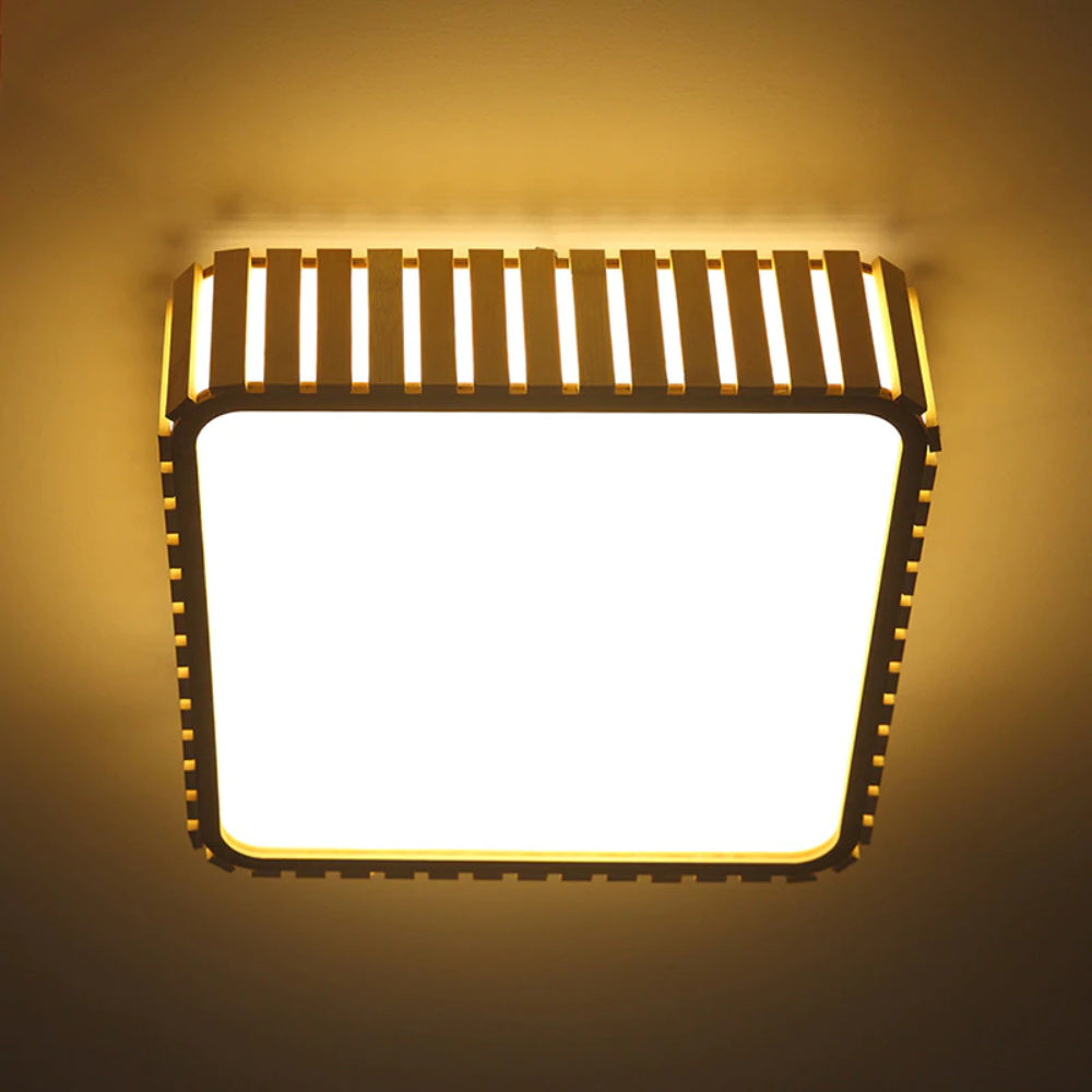 Square Wood LED Ceiling Light
