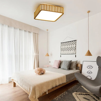 Square Wood Ceiling Light Led Wood Pendant Lamp-[Modern pendant lighting for bedroom and living space]-Demolights UK