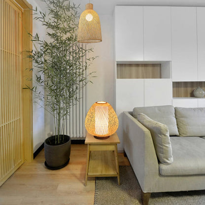 Traditional Bamboo Weave Desk Lamp