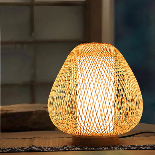 Traditional Bamboo Weave Desk Lamp