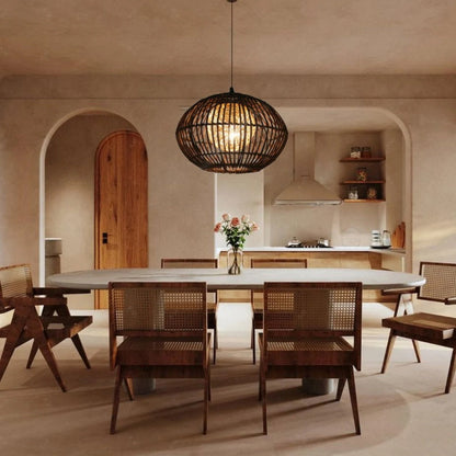 Handcraft Wide Rattan Pendant Lamp