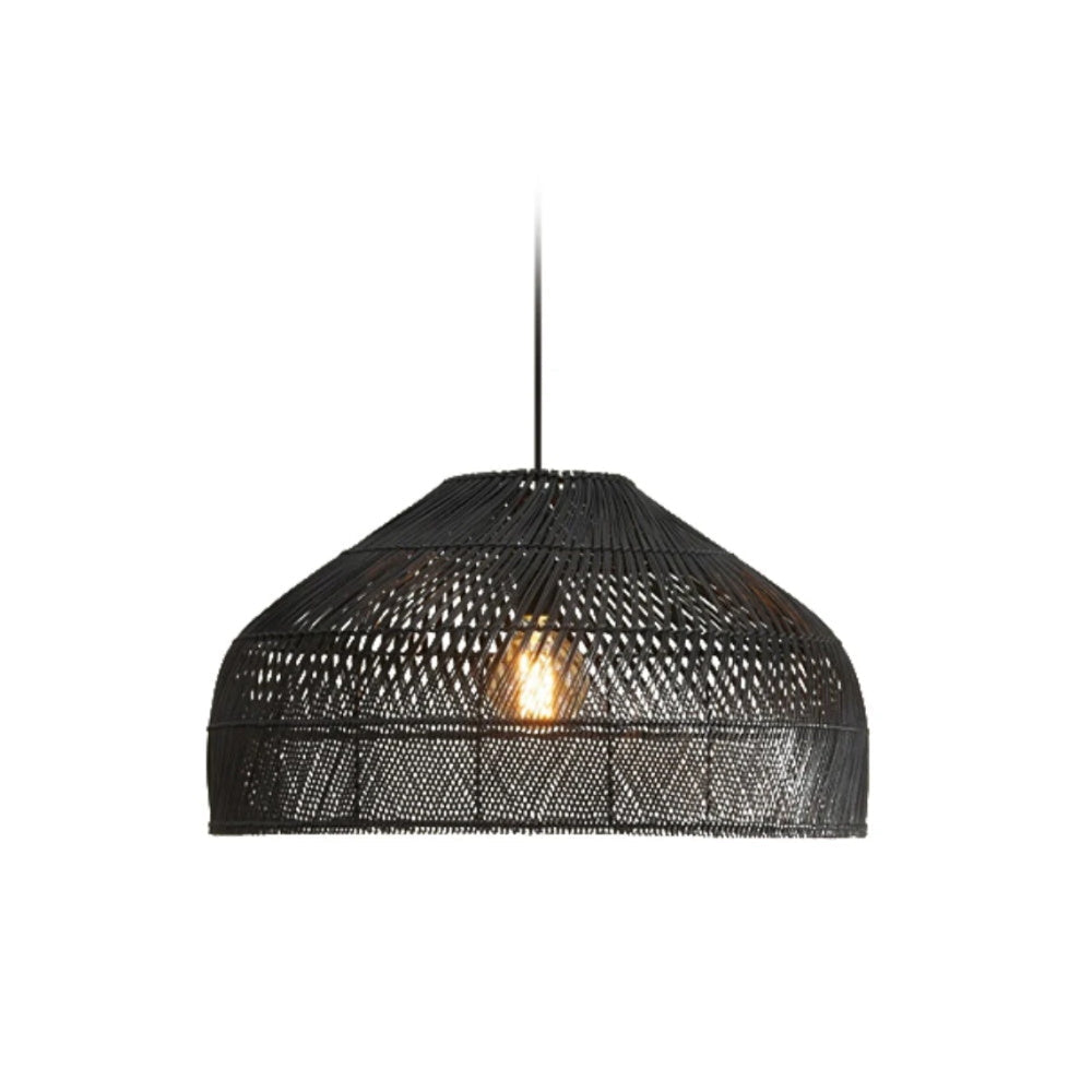 Wide Natural Woven Wicker Pendant