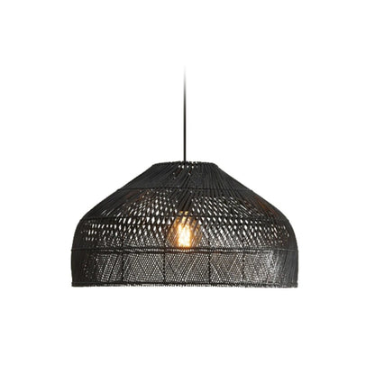 Wide Natural Woven Wicker Pendant
