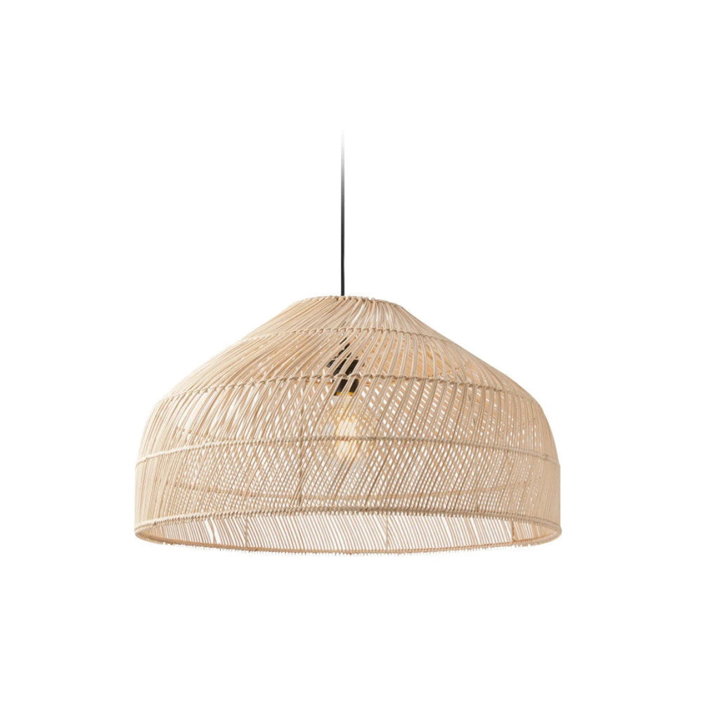 Wide Natural Woven Wicker Pendant