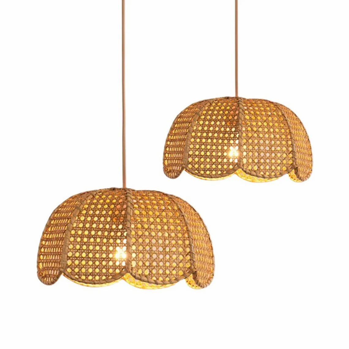 Rattan Scalloped Wavy Umbrella Dome