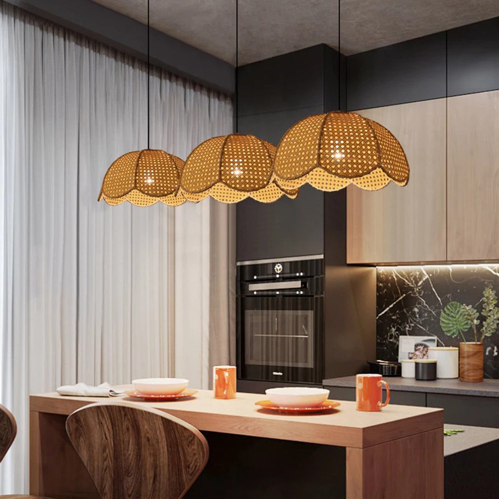 Rattan Scalloped Wavy Umbrella Dome