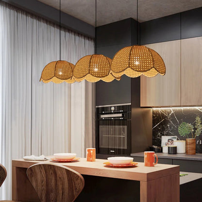 Rattan Scalloped Wavy Umbrella Dome