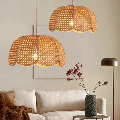 Rattan Scalloped Wavy Umbrella Dome