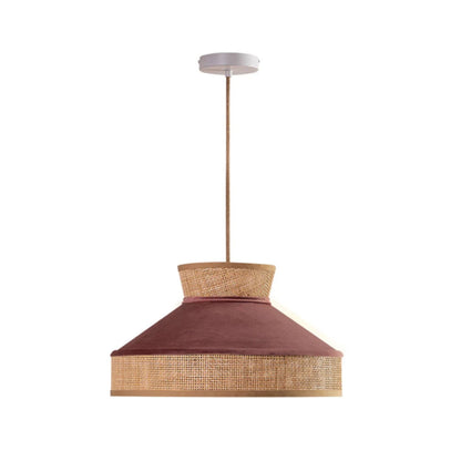 Fabric Drum Pendant in Yellow or Brown