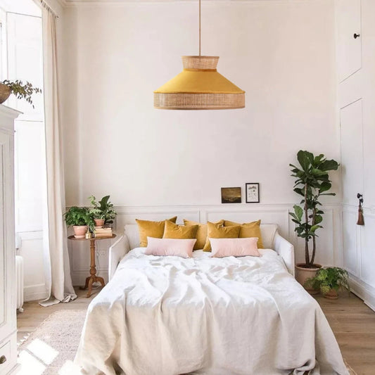 Nordic Pendant Light Drum Fabric Lamp fixtures-[Modern pendant lighting for bedroom and living space]-Demolights UK