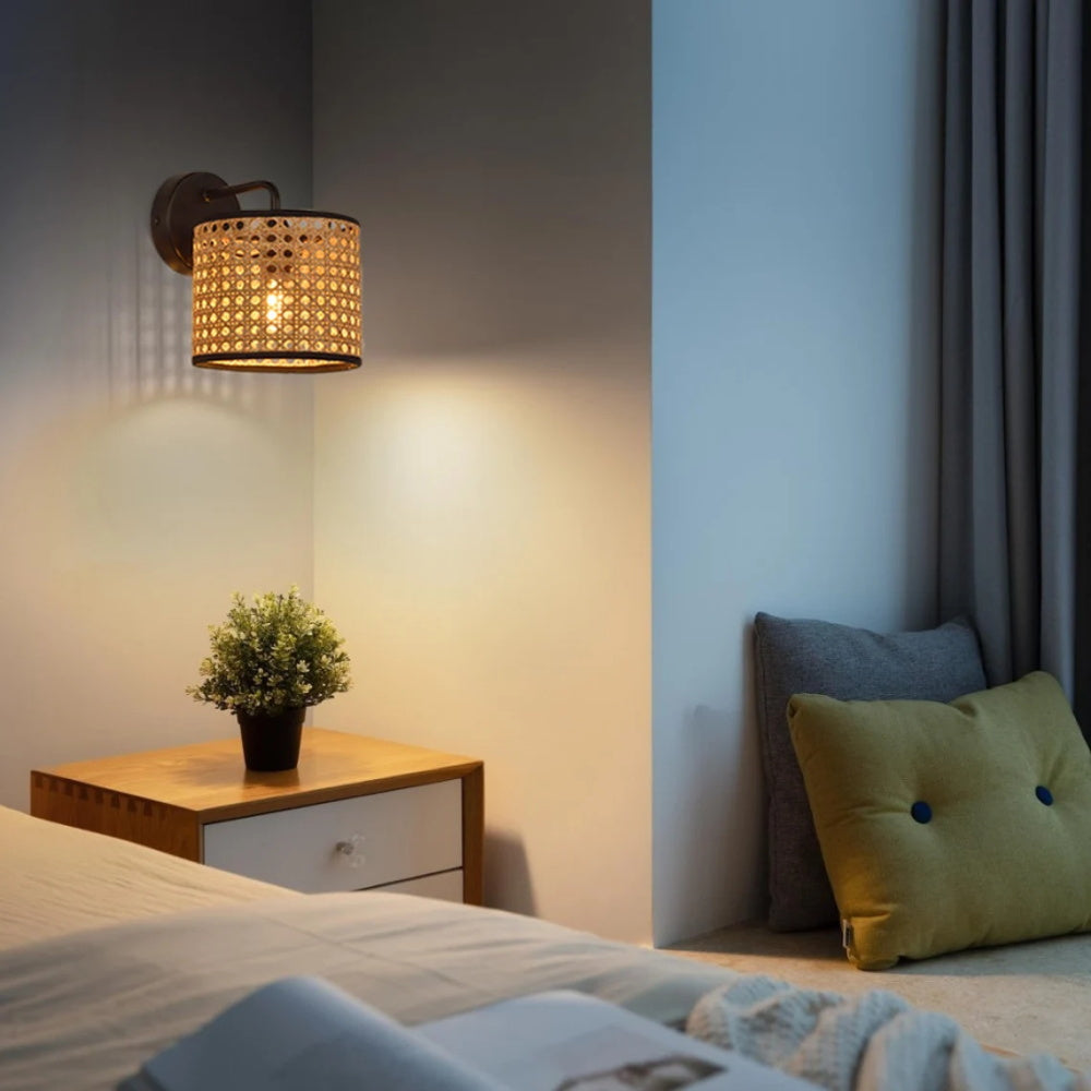 Rattan Wicker Wall Sconce