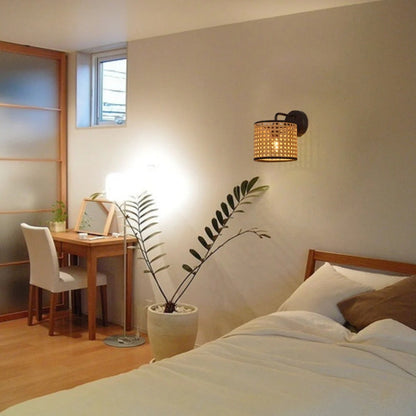 Rattan Wicker Wall Sconce