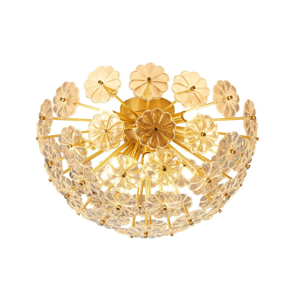 Crystal Flower Starburst Flush Mount
