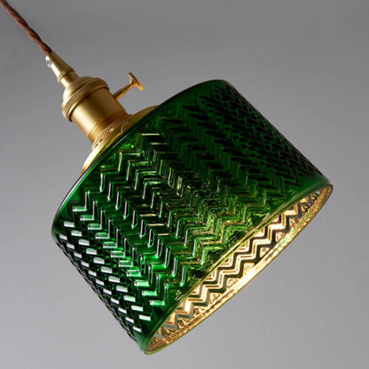 Green Ripple Glass Hanging Light