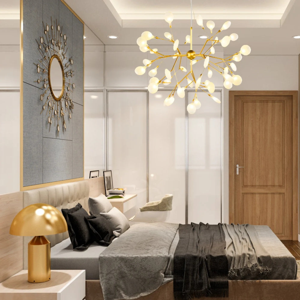 Modern Semi Flush Mount Pendant Light Luxurious Mid Century Firefly Ceiling Lamp-[Modern pendant lighting for bedroom and living space]-Demolights UK