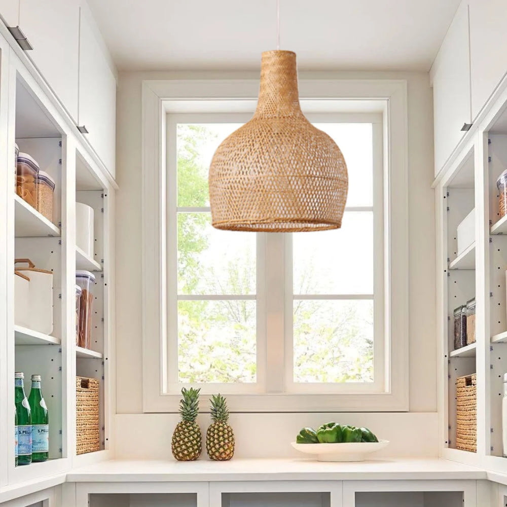Coastal Woven Bamboo Pendant Light