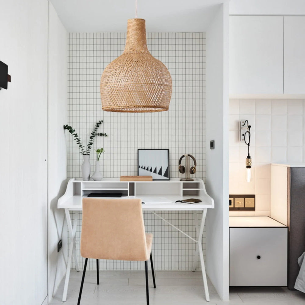 Coastal Pendant Lighting Bamboo Woven Hanging Lamp-[Modern pendant lighting for bedroom and living space]-Demolights UK