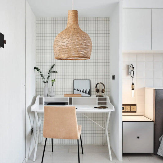 Coastal Pendant Lighting Bamboo Woven Hanging Lamp-[Modern pendant lighting for bedroom and living space]-Demolights UK
