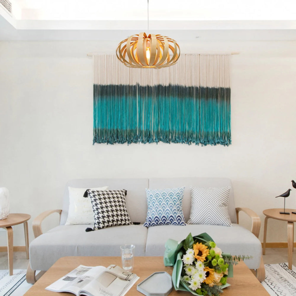 Bamboo Wicker Pumpkin Pendant Light