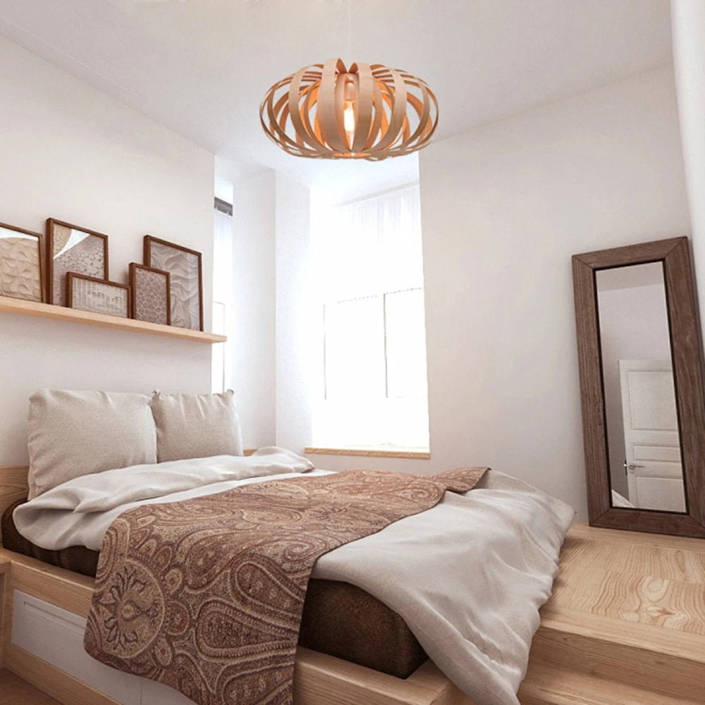 Bamboo Wicker Pumpkin Pendant Light