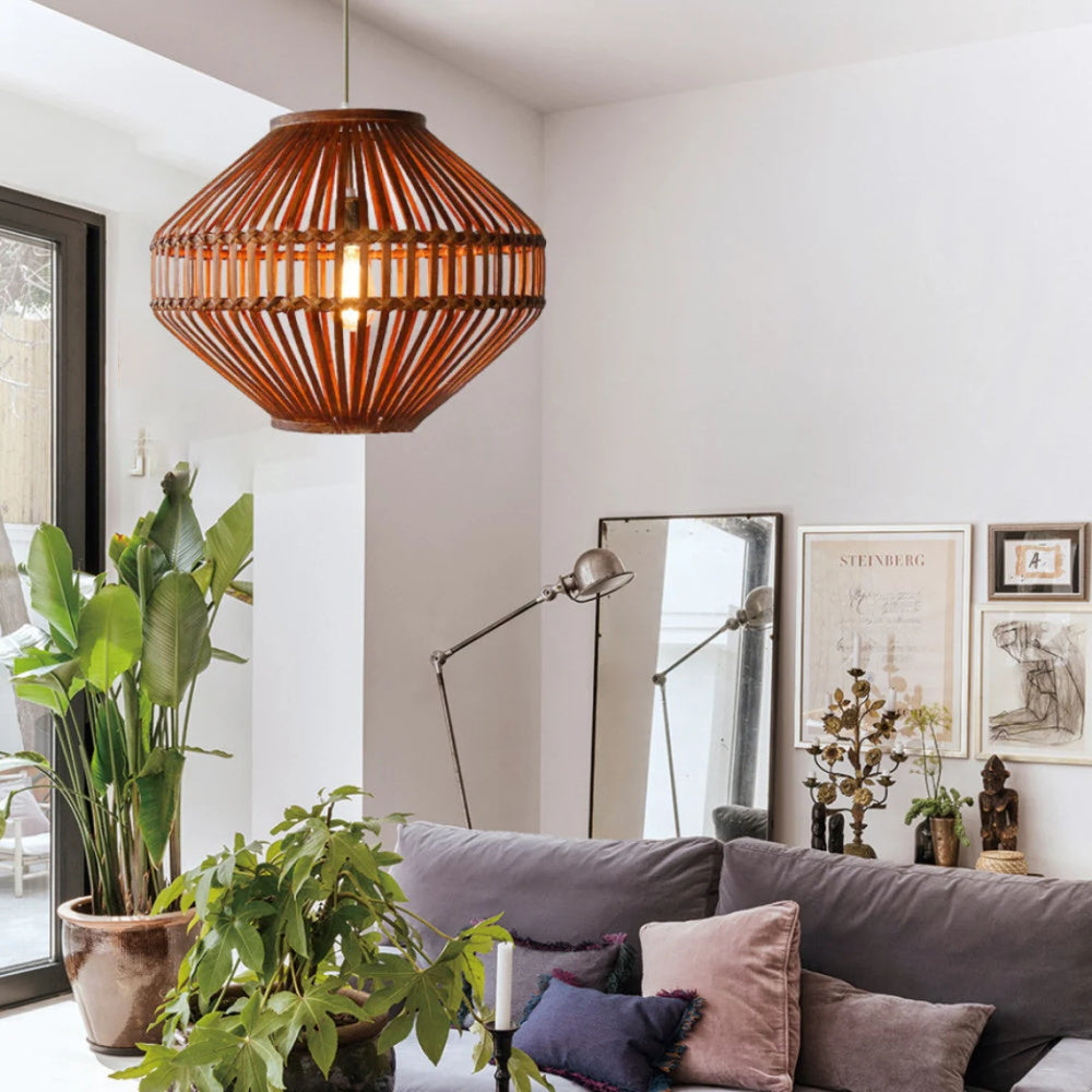 Braided Bamboo Lantern Chandelier