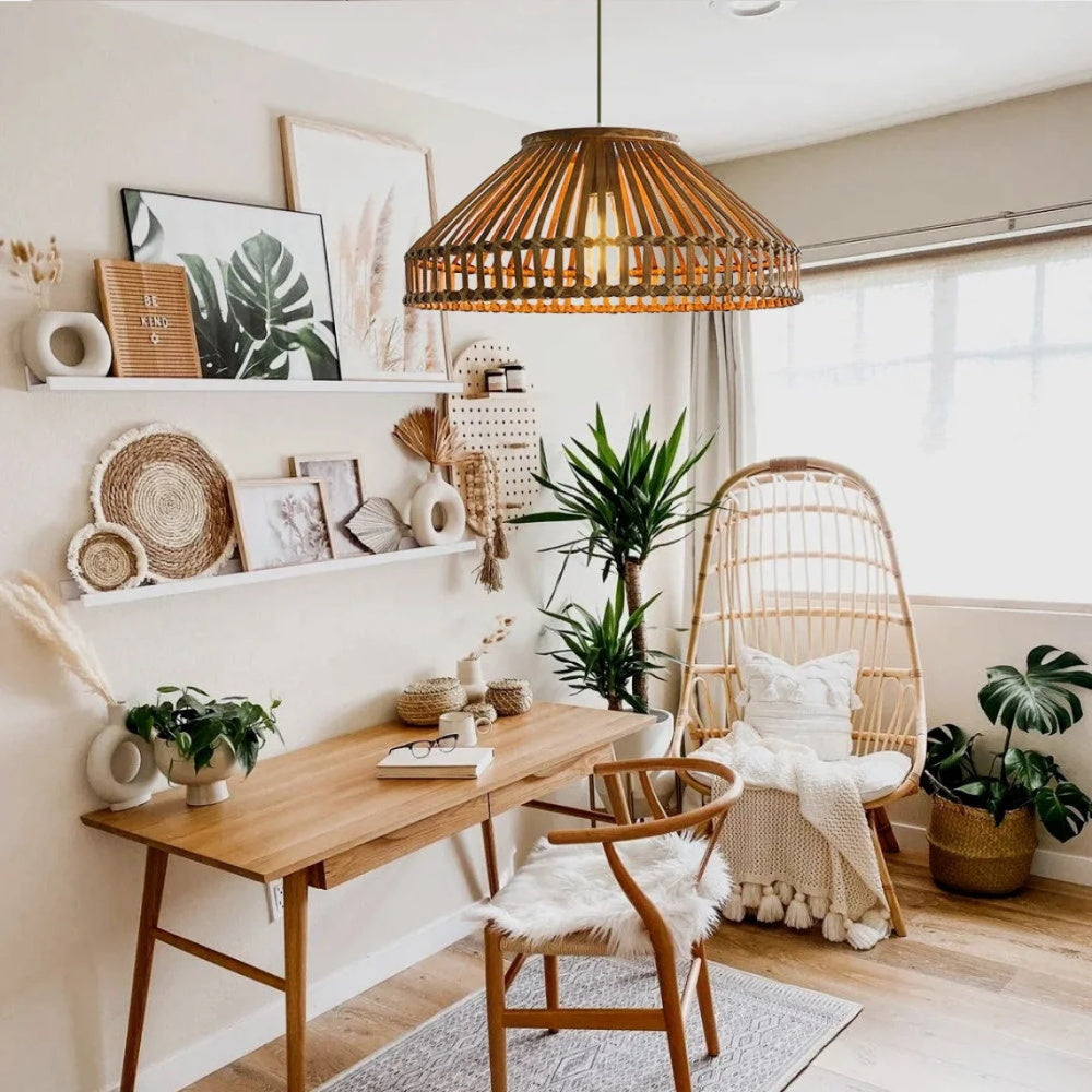 Country Retro Restaurant Chandelier Industrial Bamboo Braided Lantern-[Modern pendant lighting for bedroom and living space]-Demolights UK