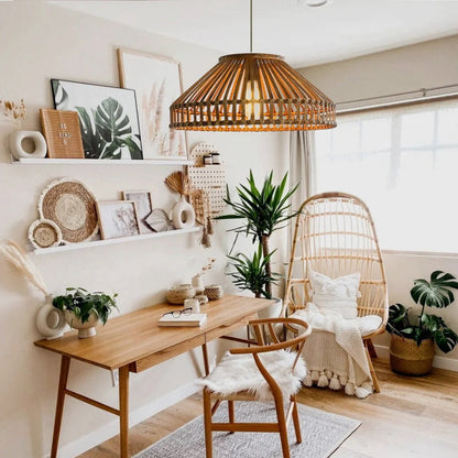 Country Retro Restaurant Chandelier Industrial Bamboo Braided Lantern-[Modern pendant lighting for bedroom and living space]-Demolights UK