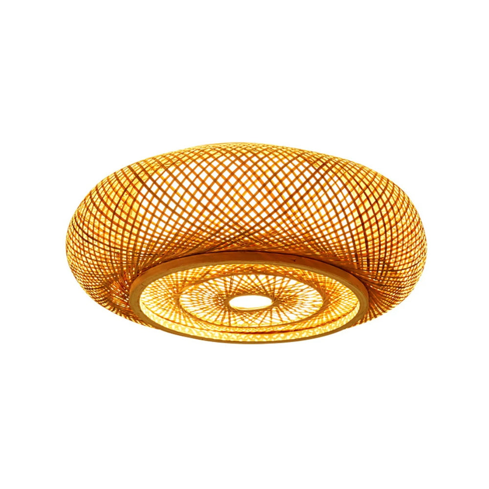 Hand-Woven Bamboo Saucer Flush Mount