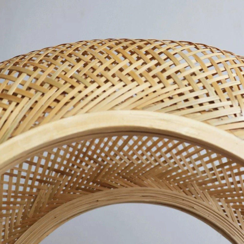 Hand-Woven Bamboo Saucer Flush Mount