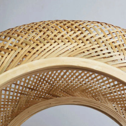 Hand-Woven Bamboo Saucer Flush Mount