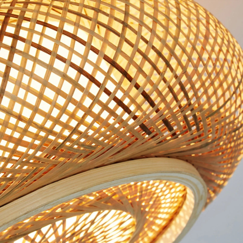 Hand-Woven Bamboo Saucer Flush Mount