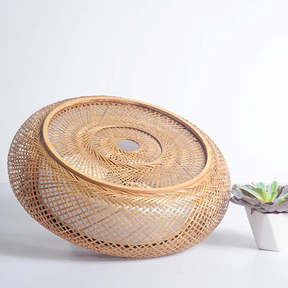 Hand-Woven Bamboo Saucer Flush Mount
