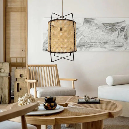 Boho Rattan and Jute Rope Pendant