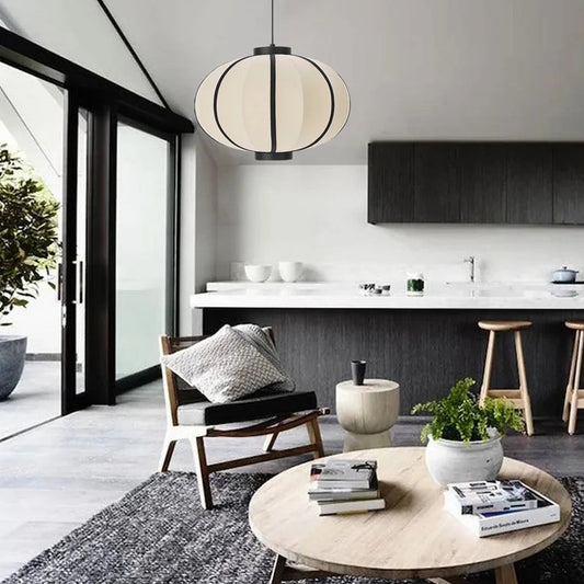 Modern Chandelier Lantern Fabric Lamp shade-[Modern pendant lighting for bedroom and living space]-Demolights UK