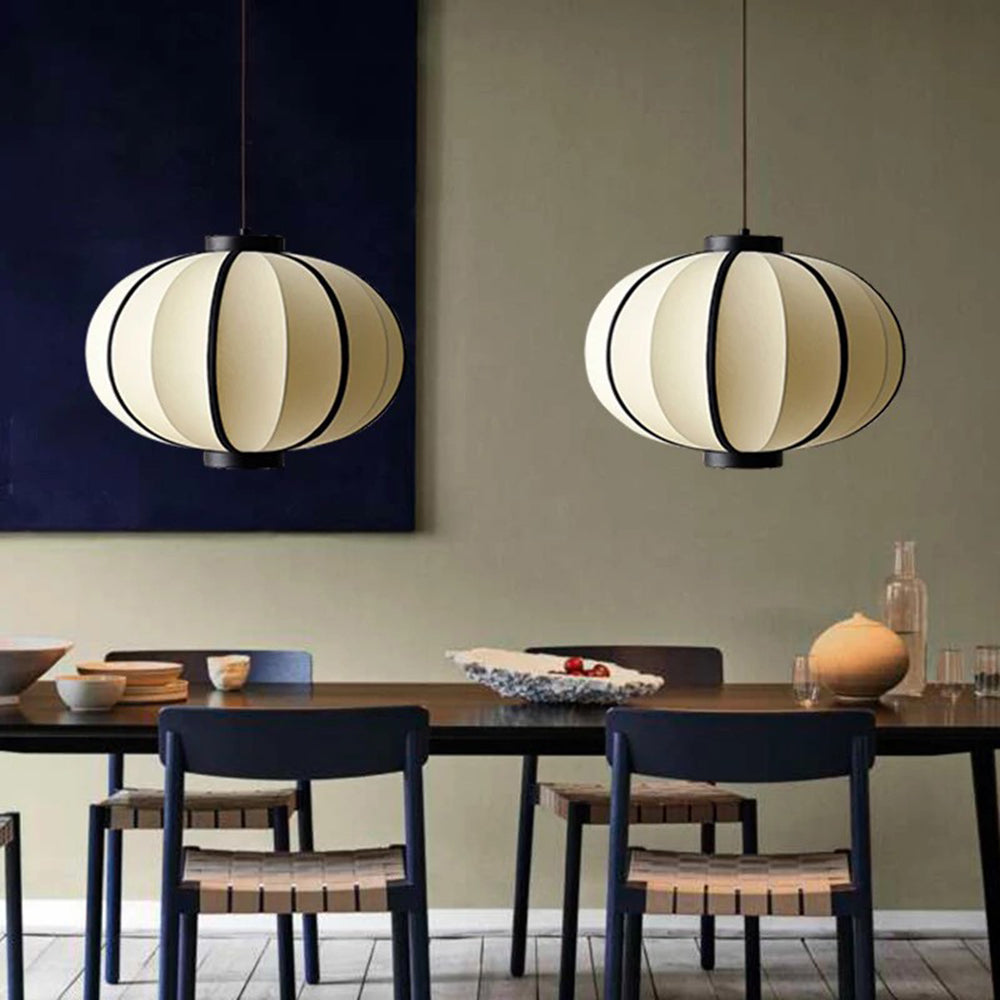 White Fabric Lantern Pendant Shade