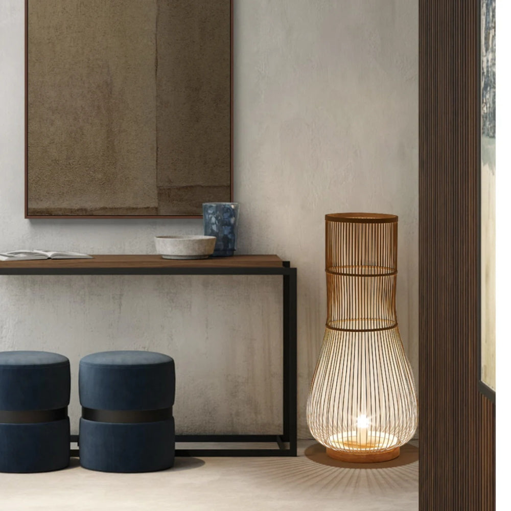 Bamboo Fish Trap Floor Lamp