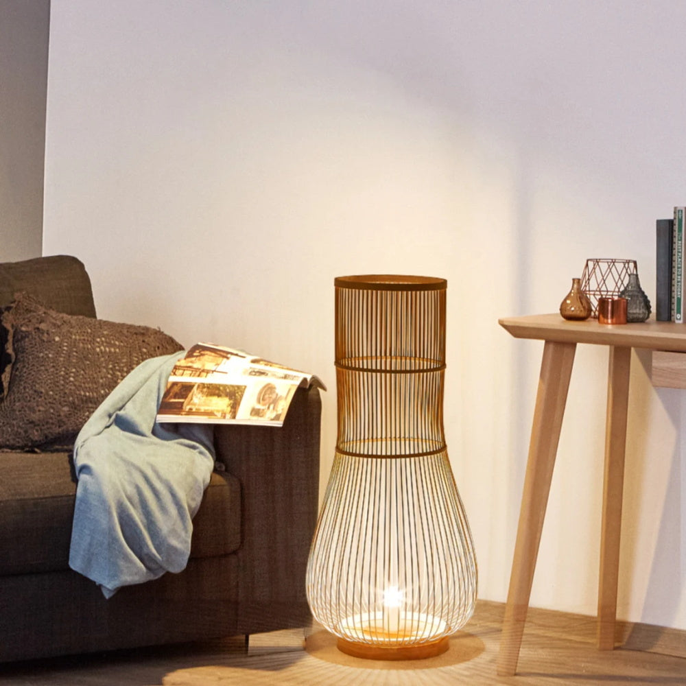Bamboo Fish Trap Standing Light Floor Lamp-[Modern pendant lighting for bedroom and living space]-Demolights UK