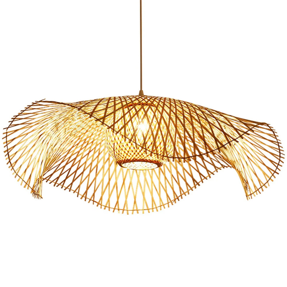 Floppy Hat Woven Bamboo Pendant