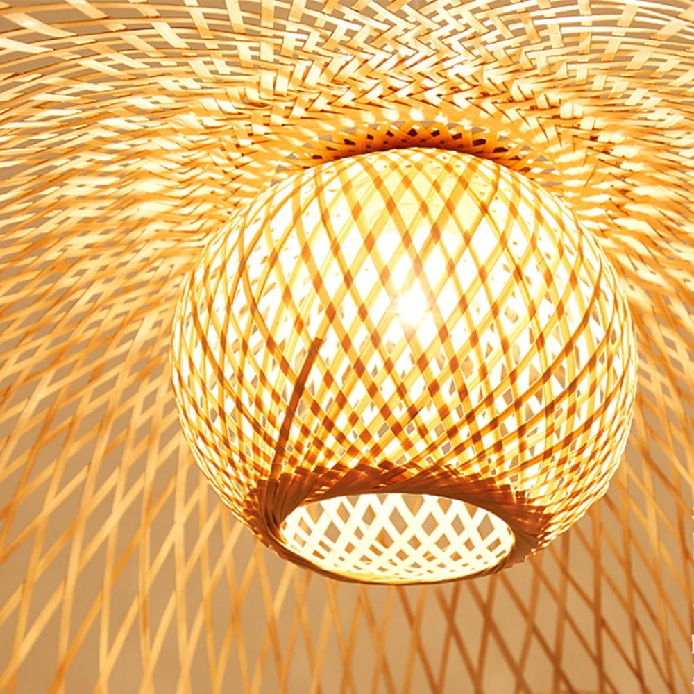 Floppy Hat Woven Bamboo Pendant