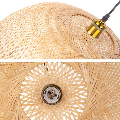 Natural Bamboo Hand-Woven Pendant
