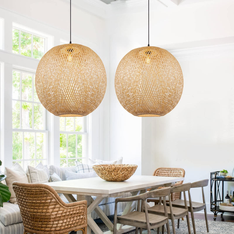 Natural Bamboo Hand-Woven Pendant