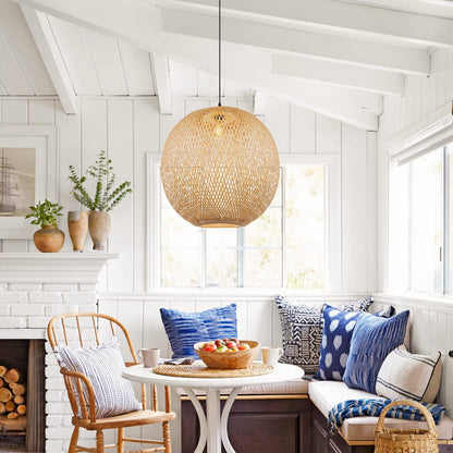 Natural Bamboo Hand-Woven Pendant