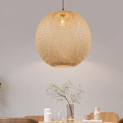 Natural Bamboo Hand-Woven Pendant