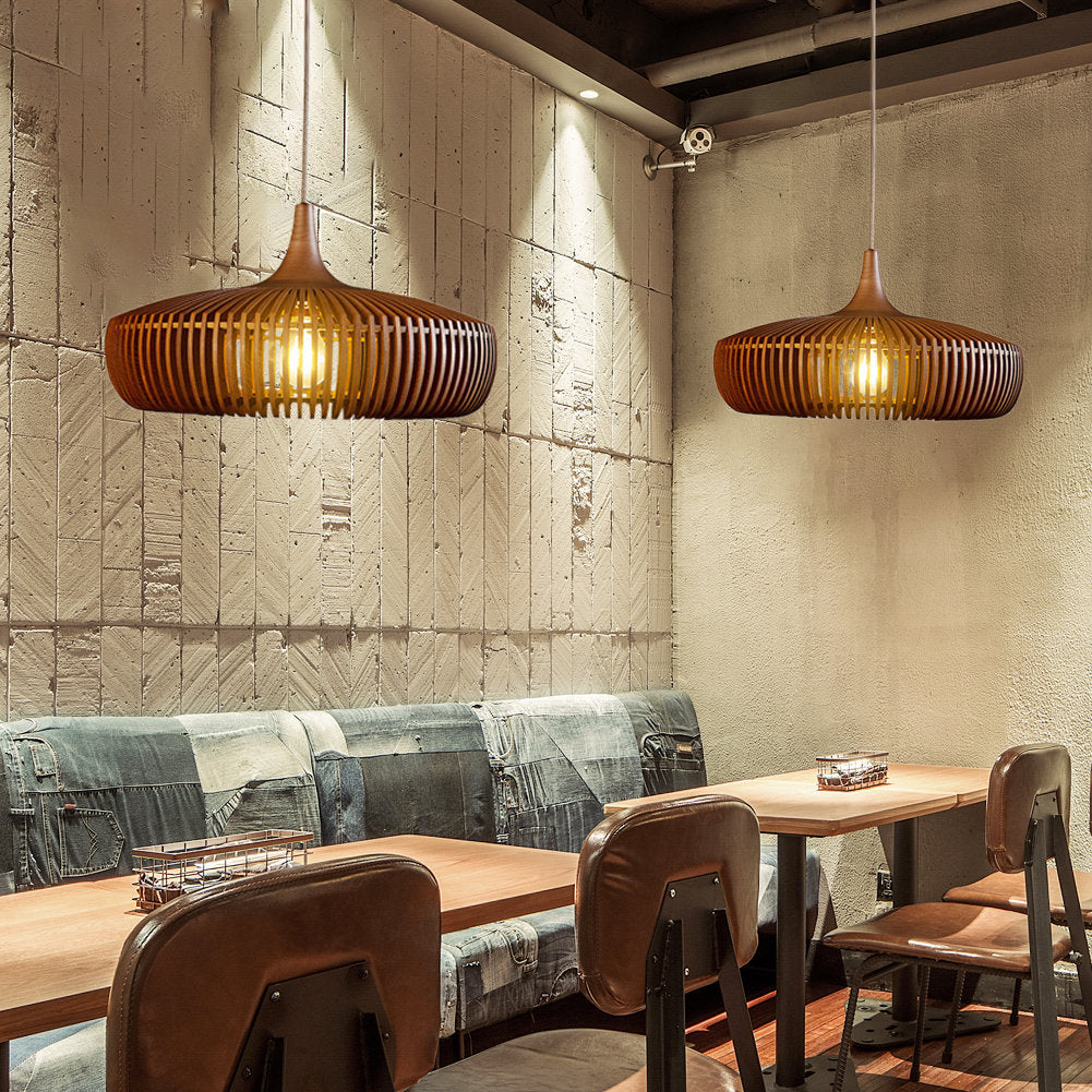 Wood Slat Fin Pendant Light