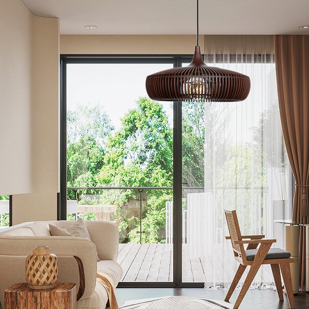 Wood Slat Fin Pendant Light