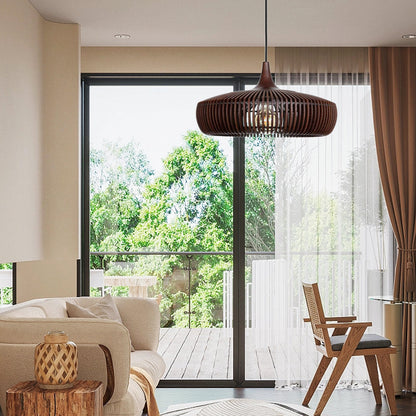 Wood Slat Fin Pendant Light