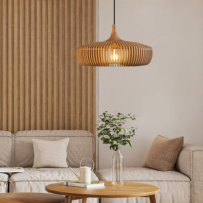 Wood Slat Fin Pendant Light
