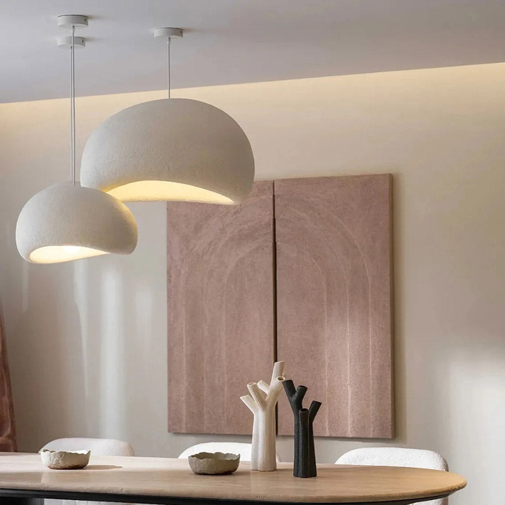 Wabi-Sabi Plaster Mushroom Pendant