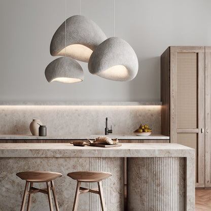 Wabi-Sabi Plaster Mushroom Pendant