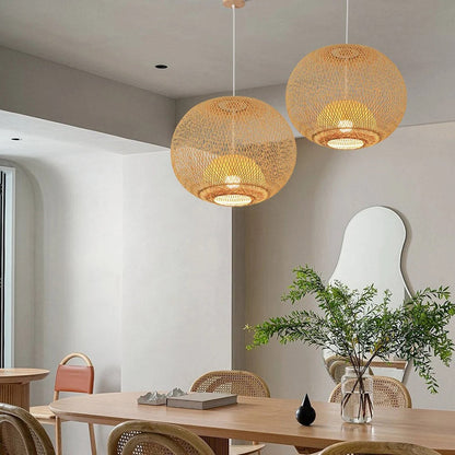Bamboo Sphere Pendant Light, 55cm